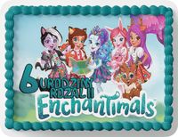 PROSTOKĄTNY OPŁATEK NA TORT A4 20x29CM - ENCHANTIMALS + IMIĘ