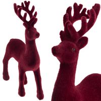 RENIFER FLOKOWANY OZDOBNY BORDOWY WELUROWY FIGURKA DEKORACJA ŚWIĄTECZNA