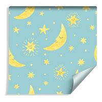 Tapeta Dla Dzieci - Śpiące Gwiazdki i Księżyce