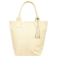 VERA PELLE torebka damska skórzana shopper z długimi rączkami V619 j.żółta