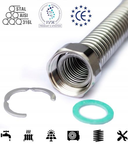 Elastyczna karbowana rura nierdzewna DN16 3/4 stal AISI 316L Flexo na Arena.pl