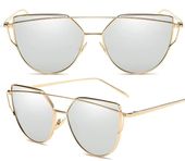 OKULARY LUSTRZANKI GLAM ROCK KOCIE OKO CAT EYE SILVER O10