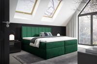 Nowoczesne łóżko kontynentalne z topperem do sypialni  HAVANA zielone 140x200
