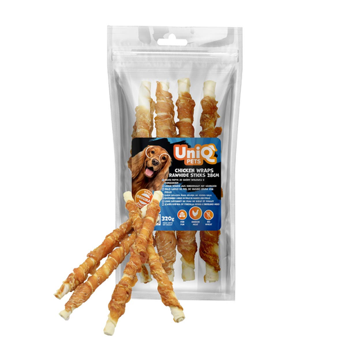 UNIQ PETS przysmaki dla psa paski z kurczaka i skóry wołowej 320g na Arena.pl