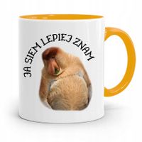 Kubek Żółty Nosacz Janusz Ja Siem Lepiej Znam Z Nadrukiem Ze Zdjęciem