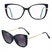 DAMSKIE Okulary 2w1 CLIP-ON Zerówki do KOMPUTERA +NAKŁADKA PRZECIWSŁONECZNA