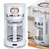 EKSPRES PRZELEWOWY DO KAWY RETRO 1000W POJ. 10 FILIŻANEK BIAŁY MUSE MS-220W