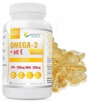 WISH OMEGA 3 +WITAMINA E 90kaps EPA330mg DHA220mg SERCE PAMIĘĆ KONCENTRACJA