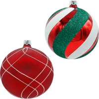 Bombki okrągłe: czerwona laska cukrowa