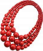 KORALE GÓRALSKIE drewniane komplet CZERWONE POTRÓJNE KOMPLET FOLK