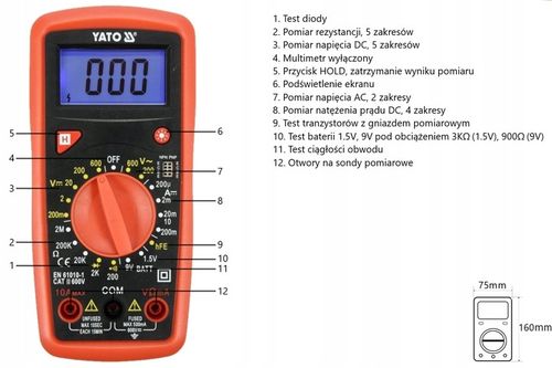 YATO MIERNIK UNIWERSALNY CYFROWY MULTIMETR RĘCZNY TESTER BUZER YT-73081 na Arena.pl