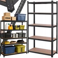 Regał magazynowy metalowy CZARNY 180x90x40cm 875kg