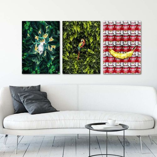 Obraz na płótnie - Canvas, Banan i puszki 50x70 na Arena.pl