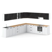 Kuchnia Narożna Modułowa Nowoczesna Duża 6.8m Biały San Sebastian Biały Mat