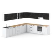 Kuchnia Narożna Modułowa Nowoczesna Duża 6.8m Biały San Sebastian Biały Mat