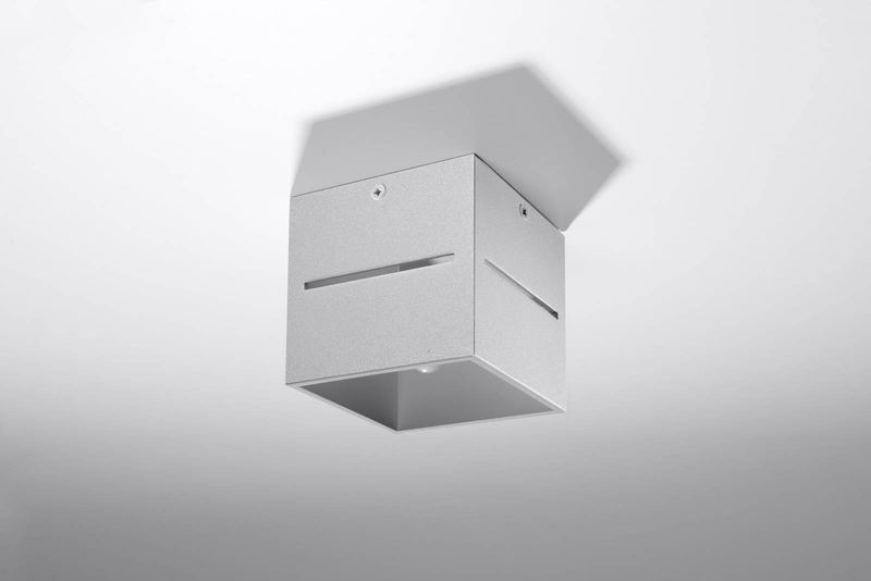 Plafon LAMPA sufitowa SL.0208 kwadratowa OPRAWA metalowa kostka cube szara zdjęcie 3