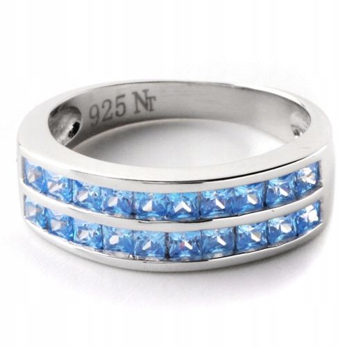 Srebrna Obrączka Wysadzana Błękitnymi Cyrkoniami na Arena.pl