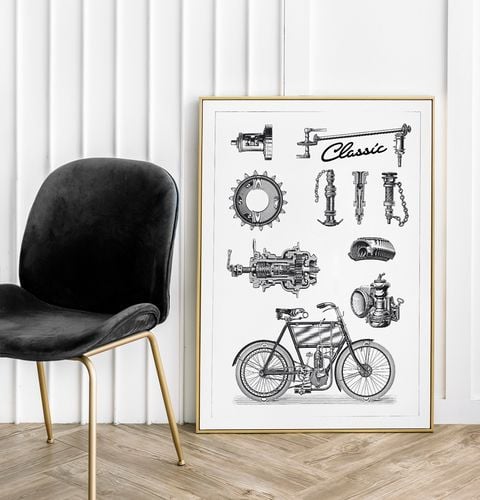 Plakat cyfrowy do wydruku retro motor na Arena.pl