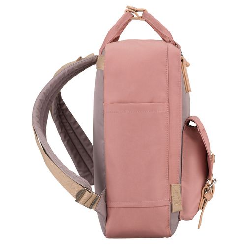 różowo-szary plecak damski z poliestru i skóry ekologicznej, na Arena.pl