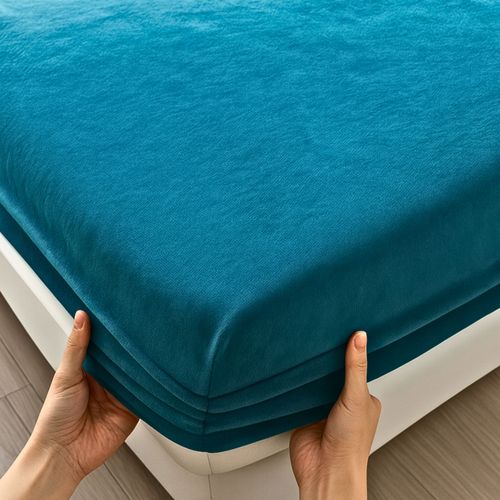 PRZEŚCIERADŁO Z GUMKĄ 140x200 PLUSZOWE POLAROWE MIŚ MIĘKKIE CIEPŁE TURKUSOWE na Arena.pl