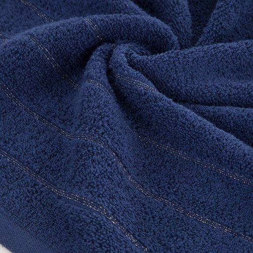 Ręcznik bawełniany DALI z bordiurą w paseczki srebrna nitka 30X50 granatowy na Arena.pl