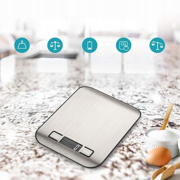 WAGA KUCHENNA elektroniczna precyzyjna WAGA wyświetlacz LCD 5000g SREBRNA zdjęcie 14