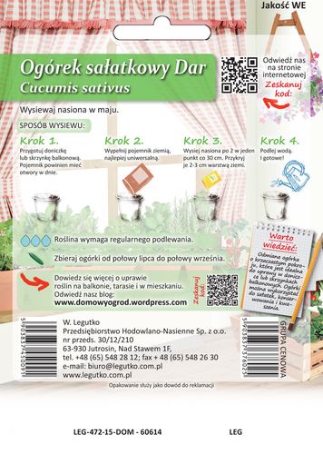 Nasiona Ogórek gruntowy sałatkowy Dar, BIO na Arena.pl