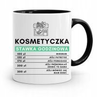 Kubek Czarny Dla Kosmetyczki Stawka Godzinowa Z Nadrukiem Ze Zdjęciem