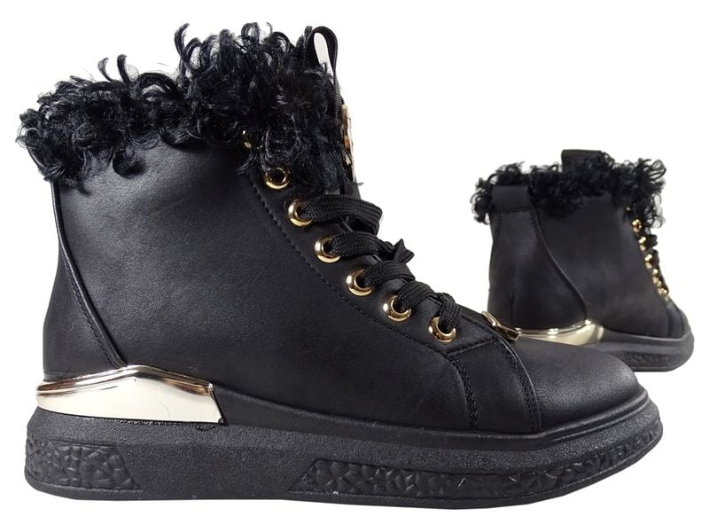 Czarne botki damskie snakersy gruba podeszwa  36 zdjęcie 4