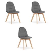 Krzesło tapicerowane velvet 3 szt. c. szary Bora do jadalni kuchni