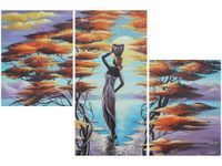 60 90CM OBRAZ 3 ELEM AFRYKAŃSKA DZIEWCZYNA KOSZEM ŚCIENNY DRUK PŁÓTNO