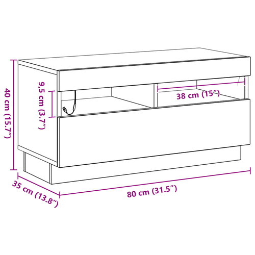 Szafka pod telewizor Ze LED Lights Czarny 80 x 35 x 40 cm na Arena.pl
