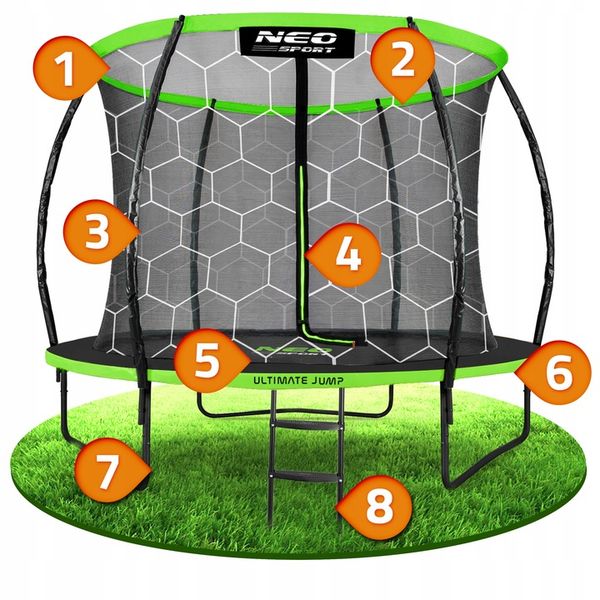 TRAMPOLINA OGRODOWA DLA DZIECI 252cm 8ft PREMIUM zdjęcie 8