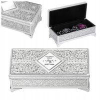 Szkatułka na Biżuterię Kolczyki Bransoletki Srebrna z Grawerem dla Mamy