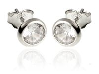 OKRĄGŁE SREBRNE KOLCZYKI WKRĘTKI BIAŁE CYRKONIE