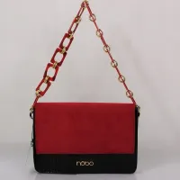 torebka damska nobo oryginalna wizytowa czerwono-czarna na złotym łańcuszku