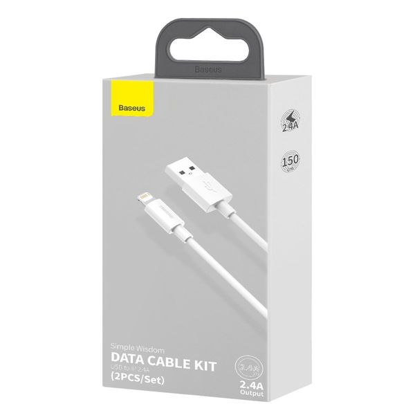 kabel usb do lightning baseus simple wisdom, 2.4a, 1.5m (biały) 2szt. zdjęcie 8