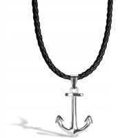 Męski Skórzany Naszyjnik [Anchor] Srebrny