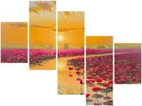 100 75CM OBRAZ 5 ELEM KACZKI LILIACH ŚCIENNY