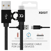 xqisit kabel cotton usb c 3.0 czarny/black 1.8m 27749