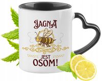 Dla Jagny Kubek Czarny Z Uszkiem W Kształcie Serca Na Prezent Z Nadrukiem