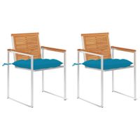 Krzesła ogrodowe z poduszkami, 2 szt., drewno akacjowe i stal