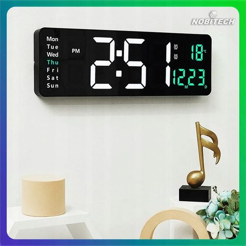 ZEGAR ŚCIENNY ELEKTRONICZNY BUDZIK CYFROWY DUŻY PILOT 10 POZIOMÓW na Arena.pl