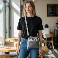 Torebka Sakiewka Szara z Motywem Leśnych Zwierząt – Handmade