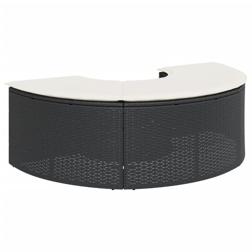 Podnóżek ogrodowy z poduszką, czarny, polirattan na Arena.pl