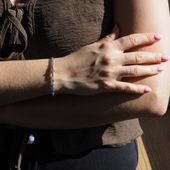 Bransoletka - Iolit cięte kulki i srebro 18,5 cm