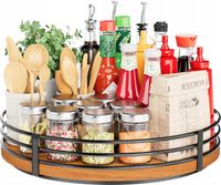 OVICAR 32 cm, obrotowy organizer Lazy Susan z drewna dębowego, kolor orzech