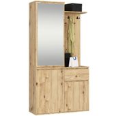 Szafa do przedpokoju z lustrem ENTRO 95 cm duża garderoba - dąb artisan