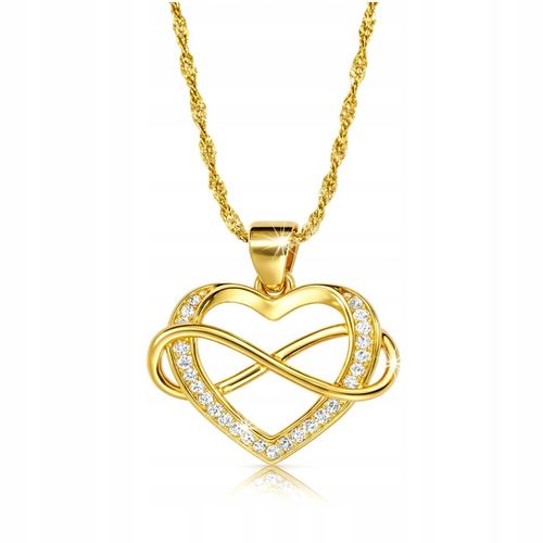 Złoty Naszyjnik 925 Łańcuszek Serce Nieskończoność Wieczna Miłość na Arena.pl