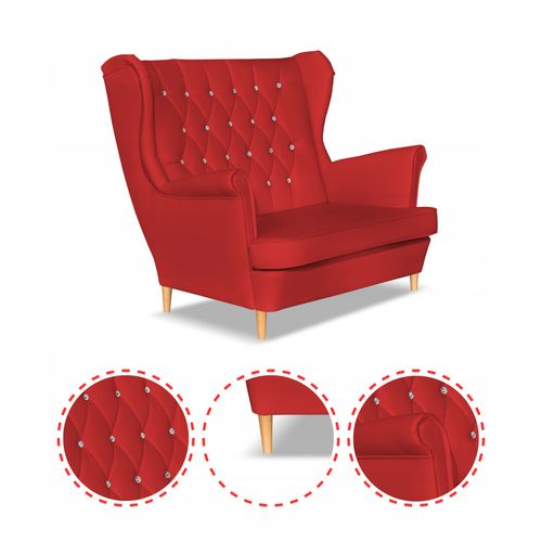 Sofa kanapa uszak Gaja ekoskóra skandynawska Family Meble czerwona na Arena.pl